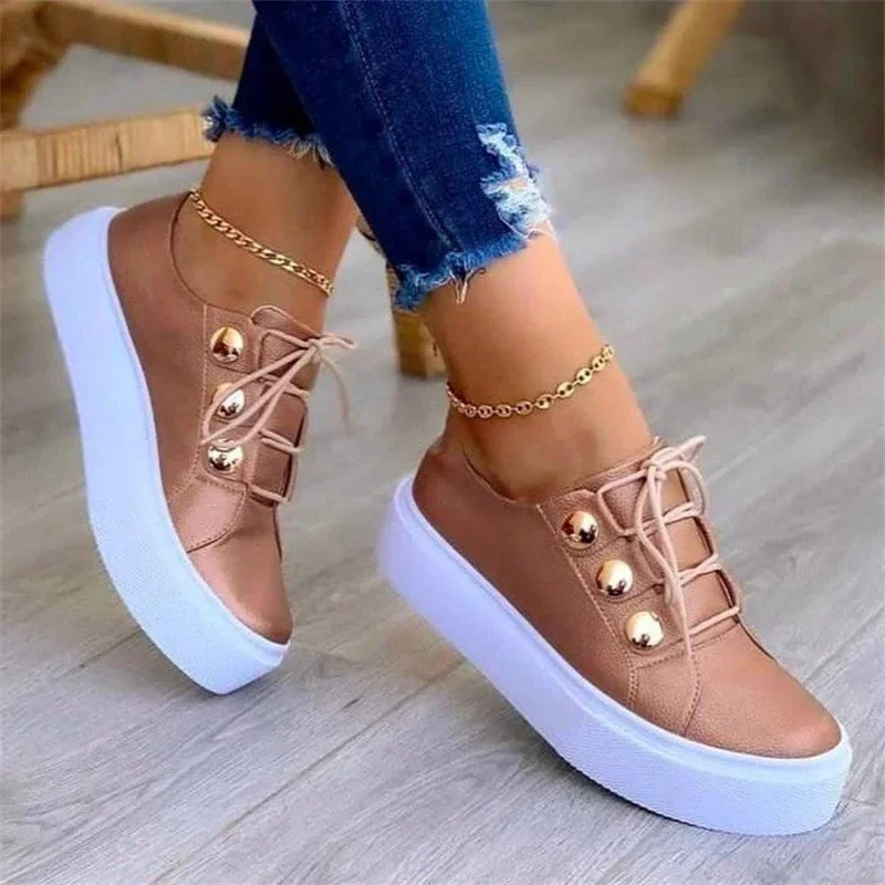 New 2024 Women Casual Sneakers Woman Fashion Spring Leather PU Sneakers Female Platform Vulcanize Shoes Zapatillas De Mujer