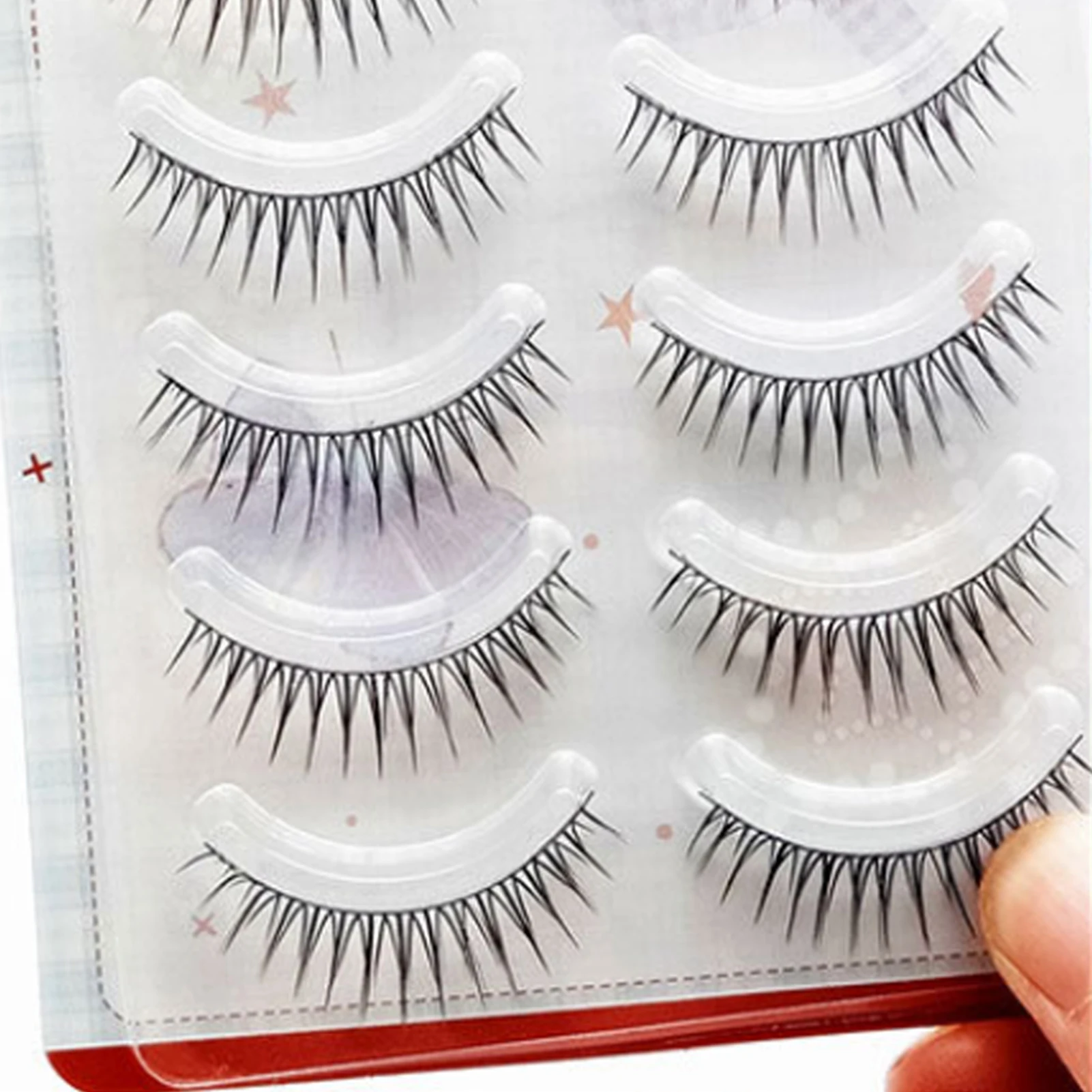 5 Pairs Korean Style Natural lashes full strips Fake Eyelashes Cross Soft Handmade Wispy Fluffy fake eyelash For Beginners DIY