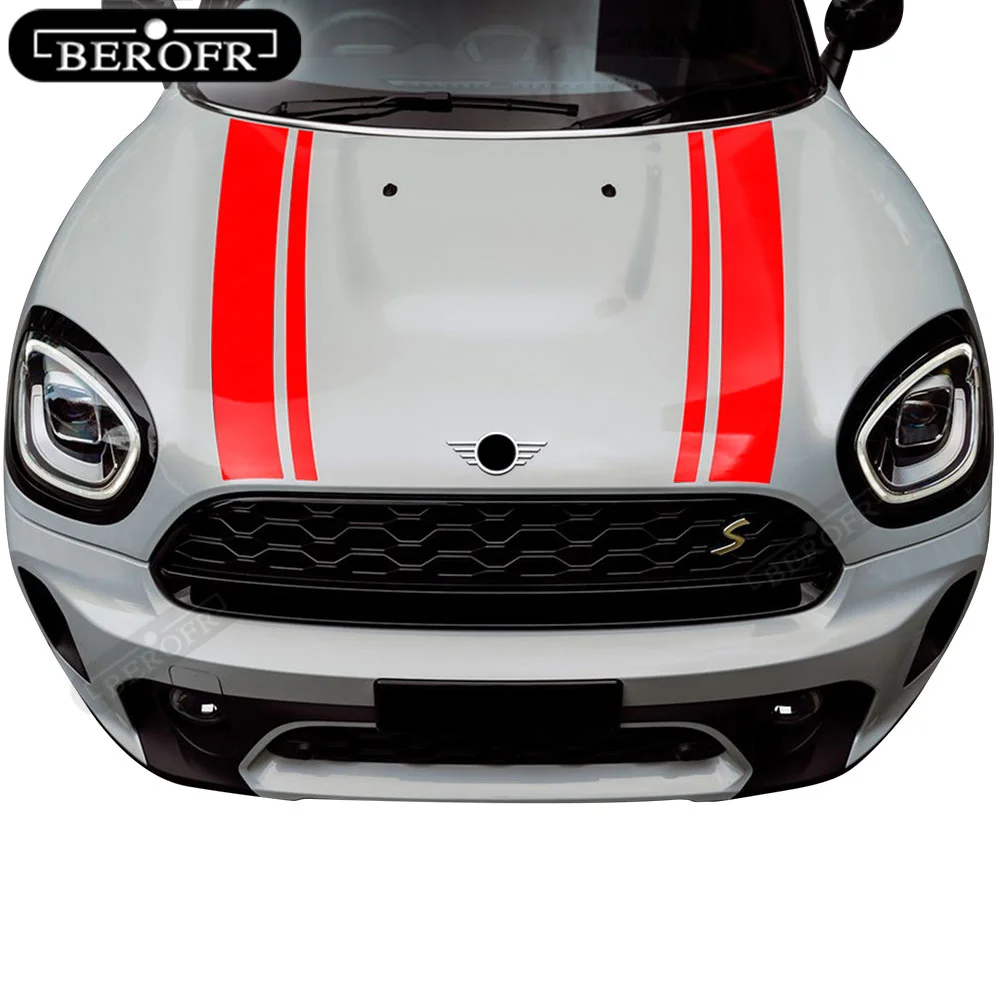 Car Styling Bonnet Stripe Hood Trunk Engine Cover Rear Kit Decal Stickers for MINI Cooper SE Countryman F60 All4 2017 2018 2020