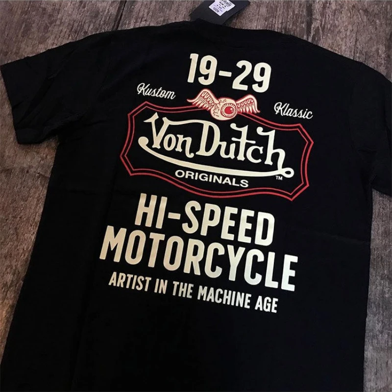 2026 Summer Vintage Oversized Graphic T‑Shirt Adults Kids American Retro Motorcycle Emblem Loose Short Sleeve Street Tee