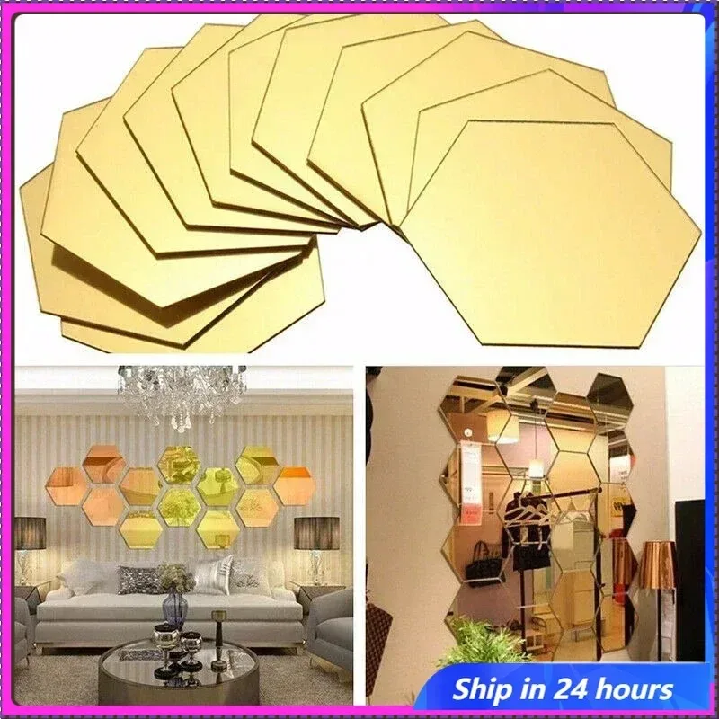 

12 pieces Hexagonal 3D Mirror Wall Decal Perfect Acrylic Wall Decal Decal Home Decoration Mirror Art Decoration home decoration
