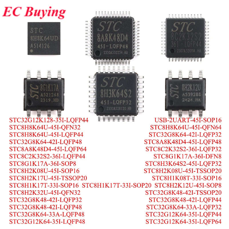 1-20Pcs STC32G12K128 STC8H8K64U STC8A8K48D4 STC8C2K32S2 STC8G1K17A STC8H3K64S2 STC8H2K08U STC8H2K17U STC8H1K08T STC8H1K17T Chip