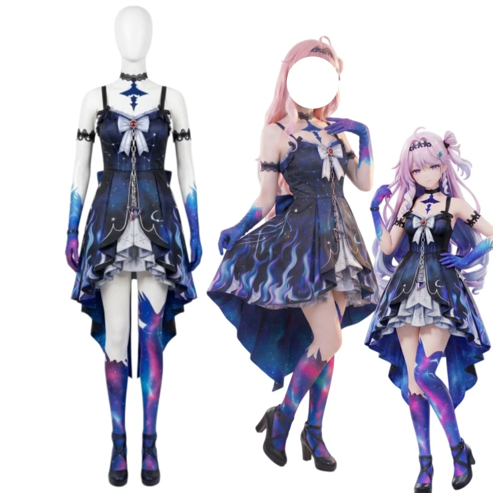 Wuthering Waves Denia Cosplay Costume Denia Dress Socks Gloves Full Set Anime Role Playing Costume