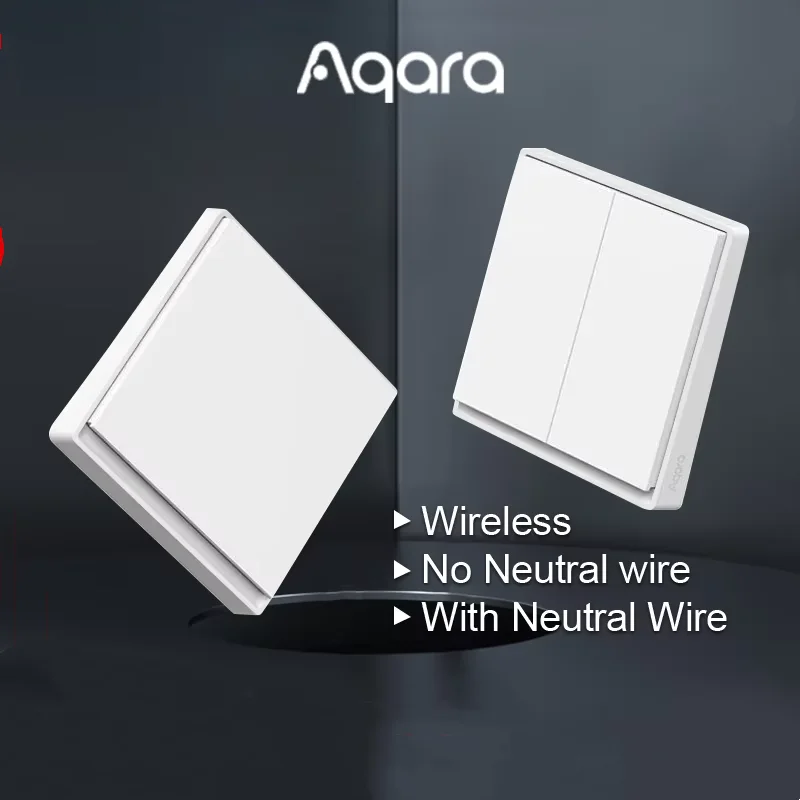 Aqara interruptor de pared inteligente E1 ZigBee 3,0 Control remoto botón de luz de hogar inteligente No con cable de fuego neutro para Xiaomi Home Homekit