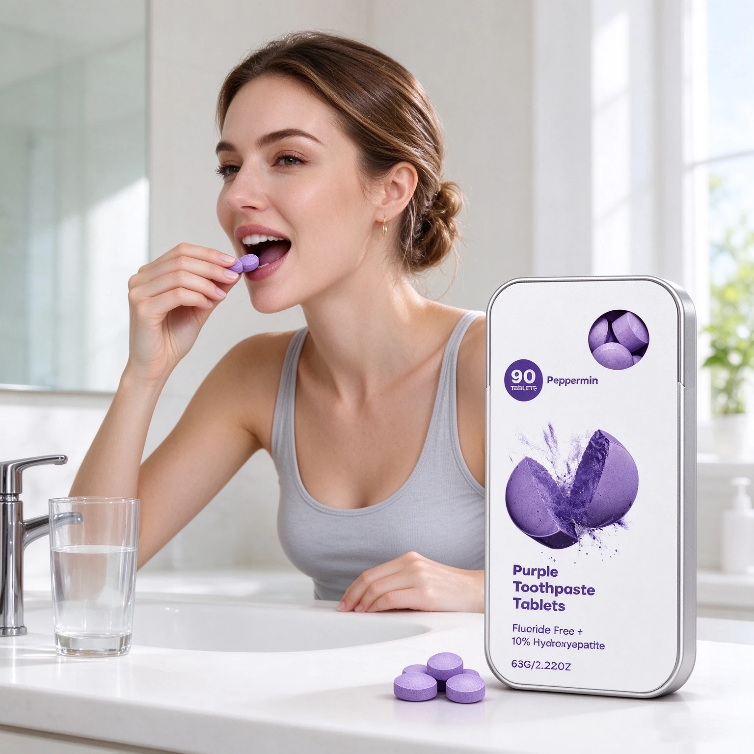 Purple Toothpaste Tablets Clean Surface Stain Improve Dental Yellowing Oral Care Fresh Breath Portable Chewable Solid Toothpaste