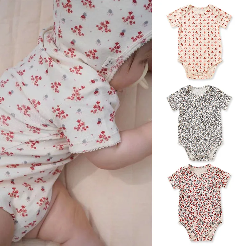 

Newborn Toddler Clothes Summer Thin Baby One-piece Harbour Coat Cotton Bum Coat Men and Girls Triangular Climbing Monk Suit