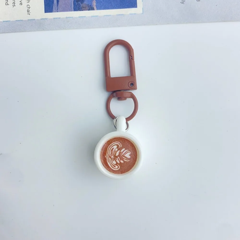 Cute Creative Mini Coffee Cup Keychain for School Backpack Gift Couples Friends Bag Charm Pendant Resin Decoration Key Ring