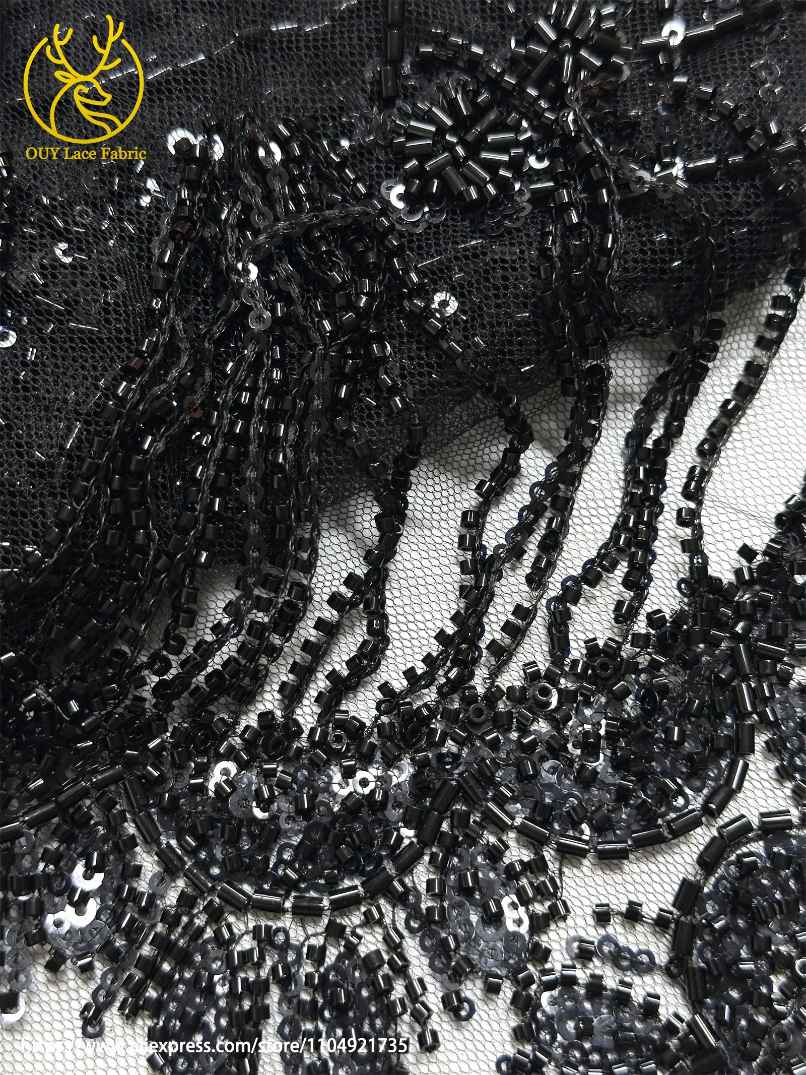 3D Luxuriöser Afrikanischer Handgefertigter Perlen-Spitzenstoff 2026 Französischer Nigerianischer Pailletten-Spitzenstoff für Brautkleider und Hochzeitskleider – Detail 30