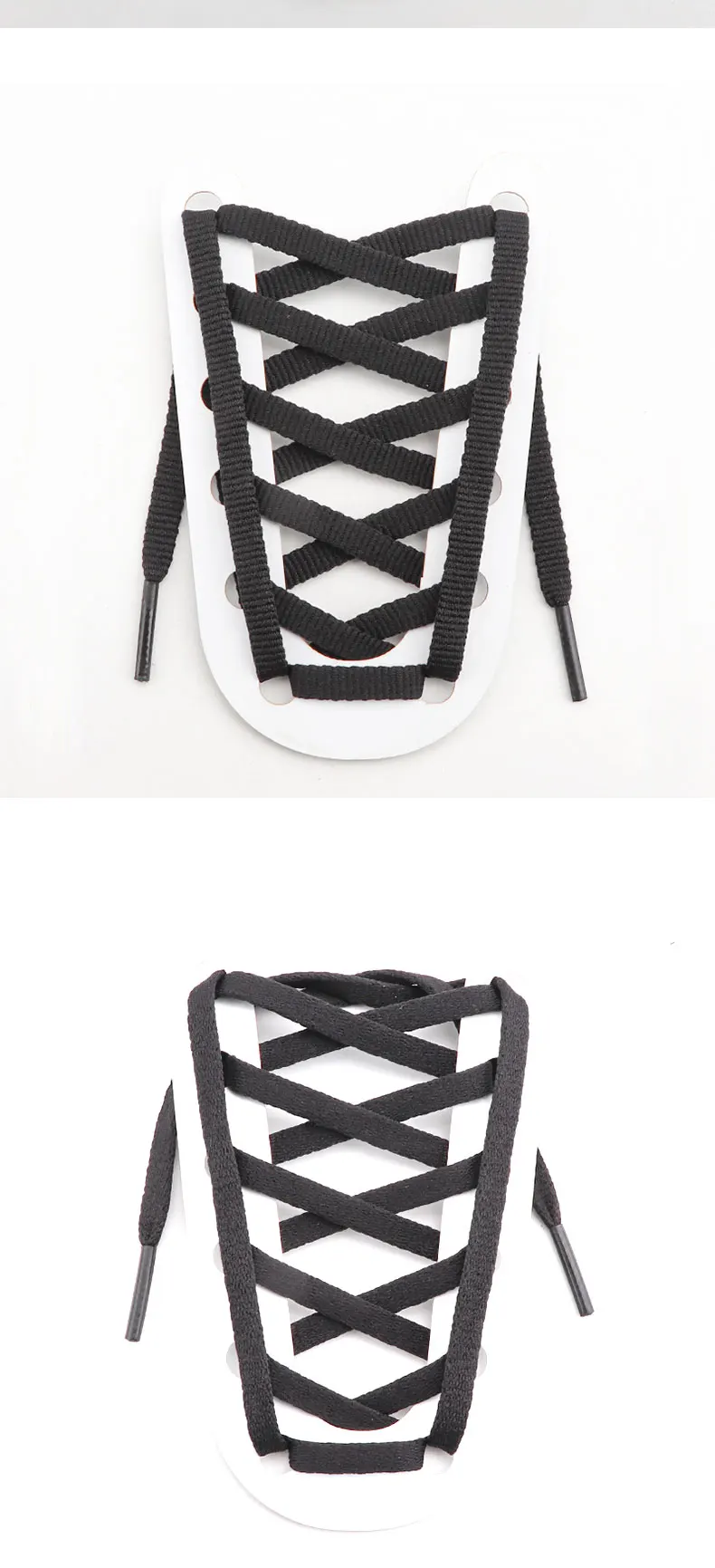 Flache Schnürsenkel für Sneaker, Basketballschuhe, Schnürsenkel für Schuhe, weiß, schwarz, 6 mm Breite, 90/120/140/160 cm, Schuhzubehör. – Detail 9