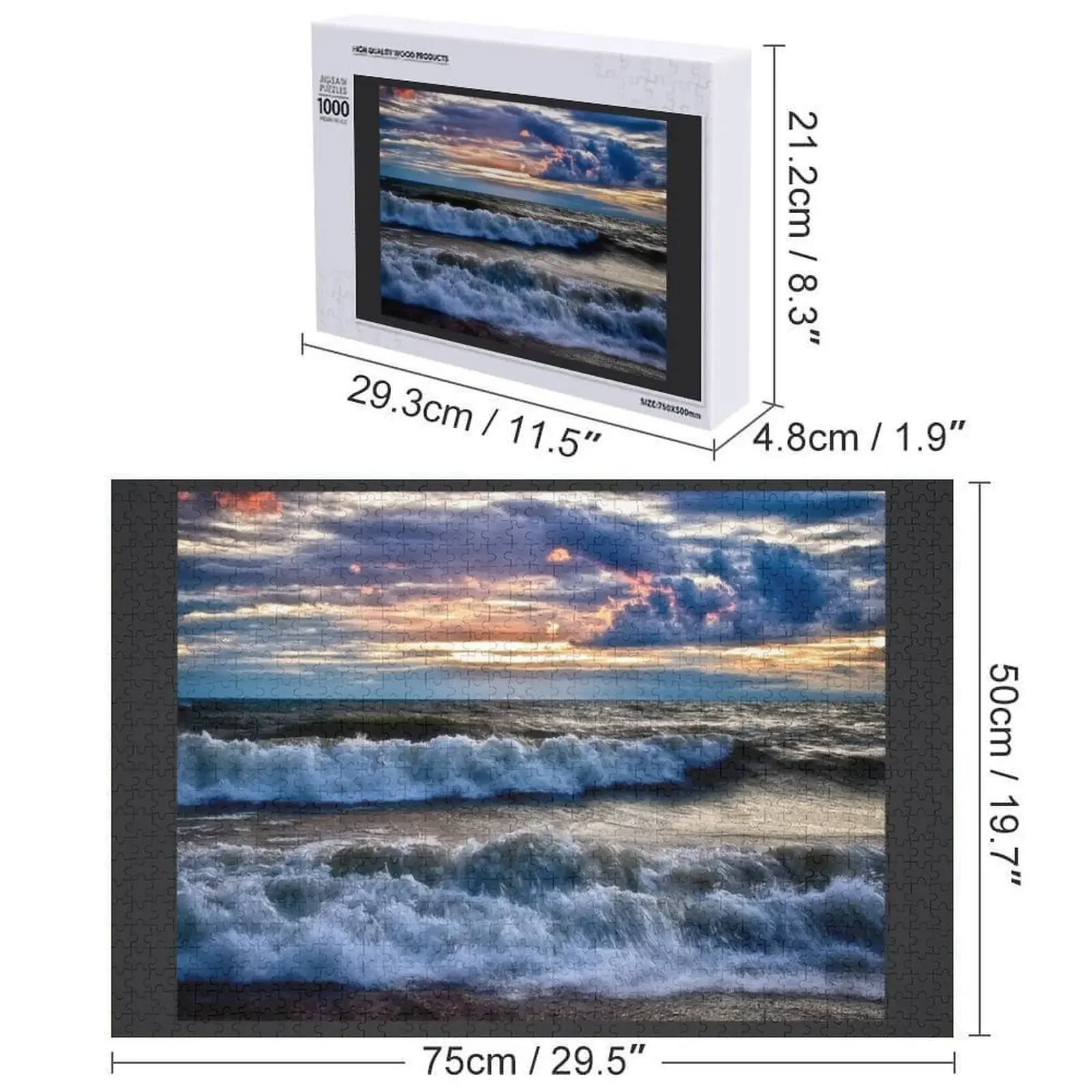 Gelombang di Pantai - Puzzle Kayu Custom Nama Hewan dari Erie, PA