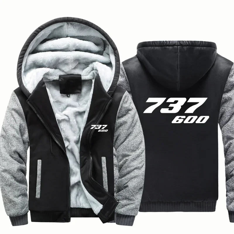 

737-600 Aviation Pilots Flight Fleece Warm Wool Men Coat Jackets Autumn Winter Zipper Hooded Thick Hoodies Sweatshirts
