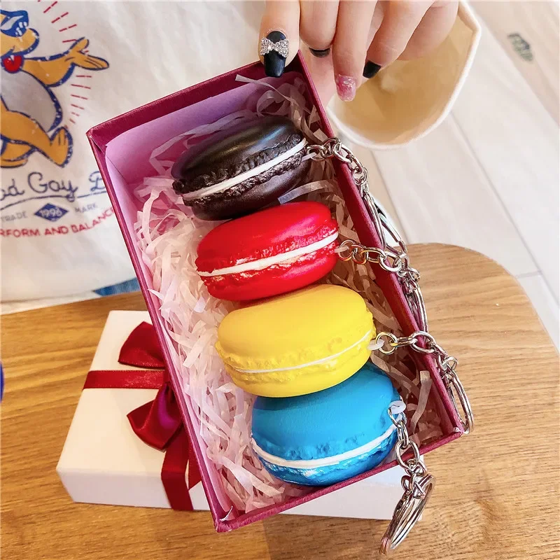 New Creative Macaron Key Chain Simulation Fashion Food Macaron Model Lovers Trend Dim Sum Car Bag Mobile Phone Pendant Gift