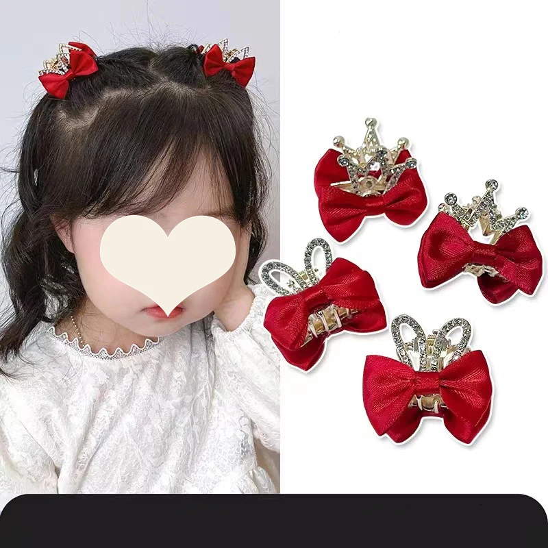 2 Pcs Hair Claw Clips Girls Women Hair Accessories Cute Princess Bow  Baby Hairpins Solid Color Kids Headwear Party Gift