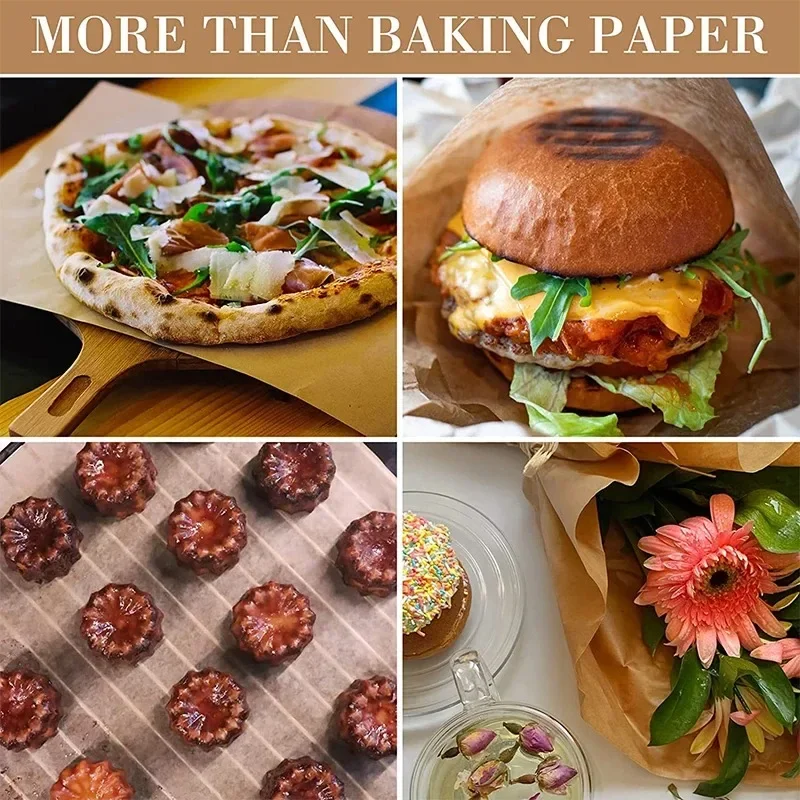 100 Pcs Parchment Paper Food Grade Baking Sheets Non-Stick Oil-Proof Parchment Baking Paper Oven Liner Sheet BBQ Pad Wax Paper