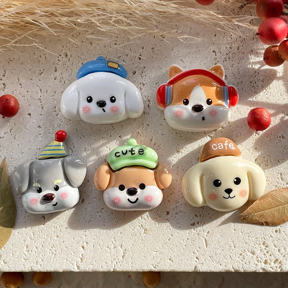 100pcs Cute Puppy Dog Resin Flatback Cabochon DIY Accessories for Phone Case Hairpin Keychain Earrings Scrapbook Decor
