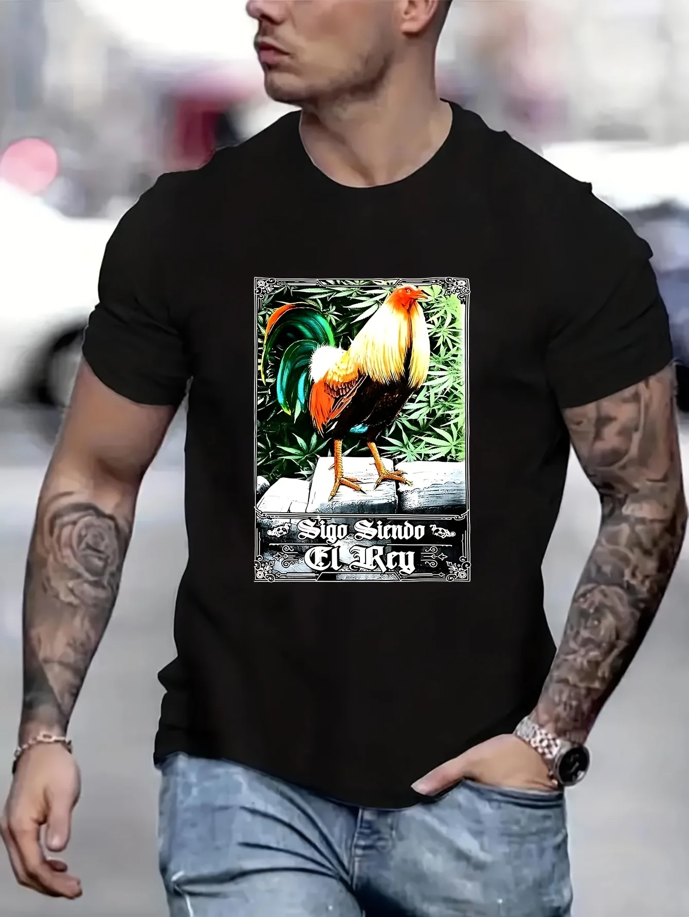 Sigo Siendo El Rey T-shirt Mexico Rooster Fighting Gallos Kawaii Totoro Tops Anime Men T shirt Printed T-Shirt B5022470