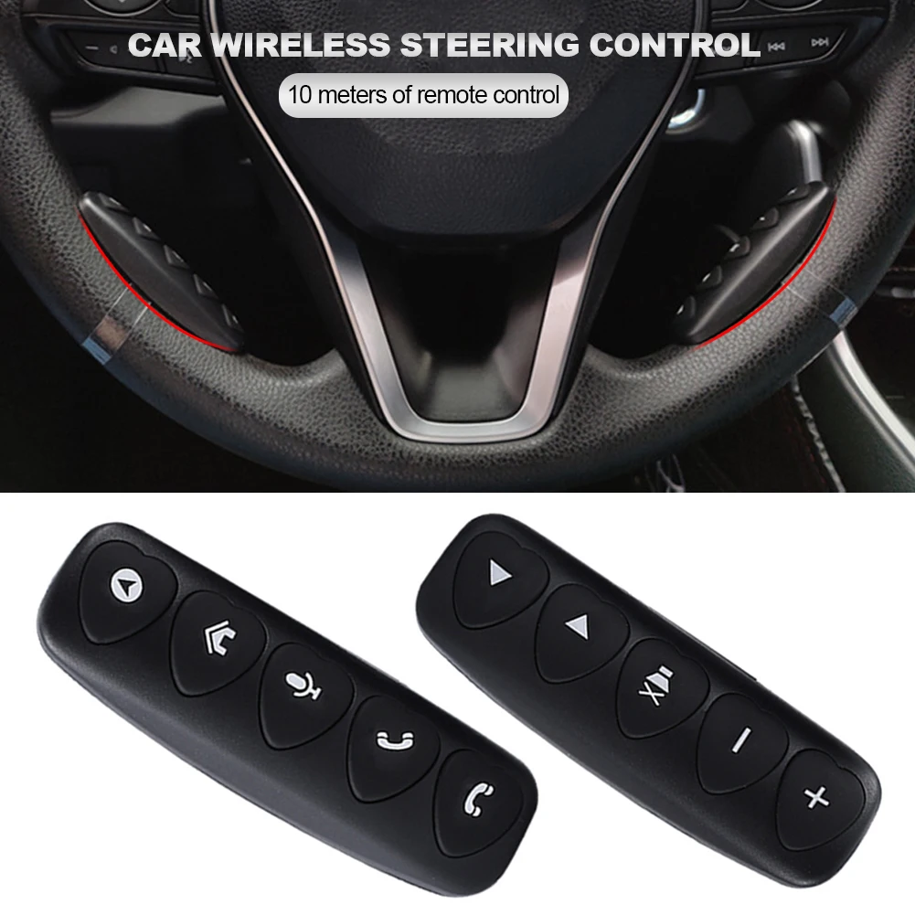 2Pcs Multifunction Car Steering Wheel Remote Control Luminous Wireless Controller 10 Buttons DVD Navigation