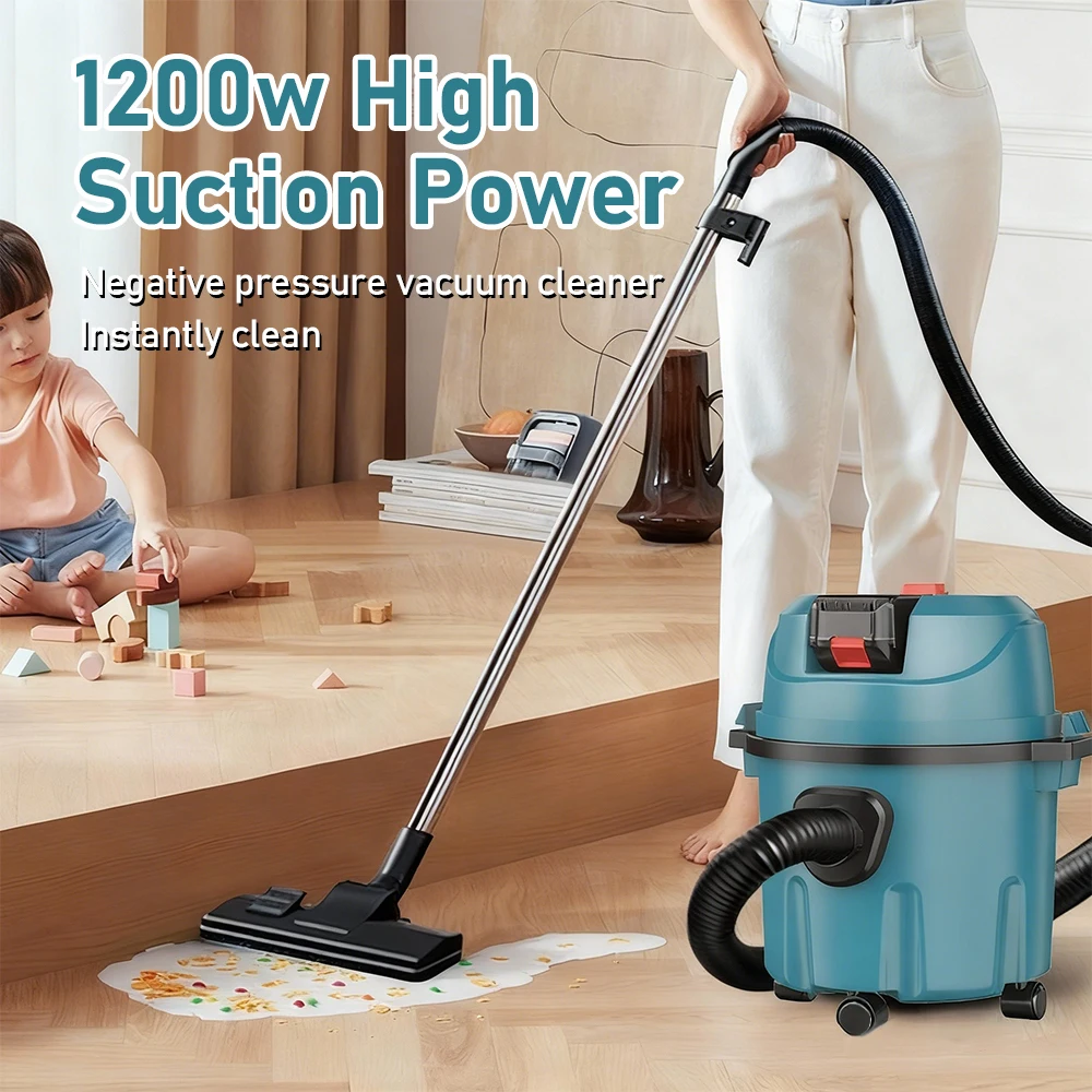 15L Cordless Wet Dry Vacuum Cleaner Industrial Portable Shop Vacuum for Construction Site Workshop Warehouse Cleaning Machine