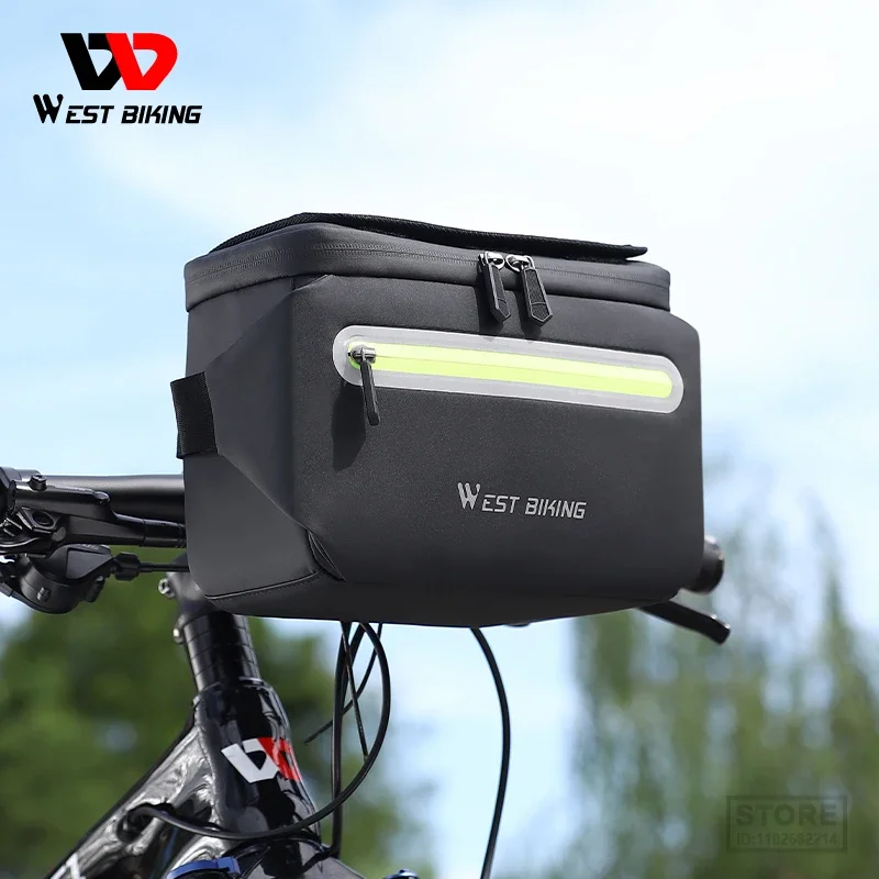 

WEST BIKING Waterproof Bike Phone Handlebar Bag Adjustable Touch Screen Support Bicycle Front Bag Quick Release Handle Extension