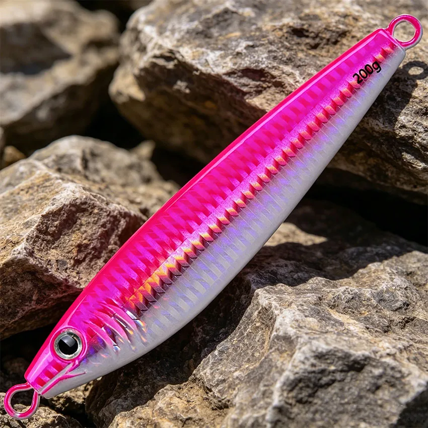 1 Stück Hartmetall S-förmiger Angelköder 60g-250g Sinkender Angelköder Leuchtender Schnellfall-Jigging-Köder Tiefsee-Jig-Angelköder – Detail 13