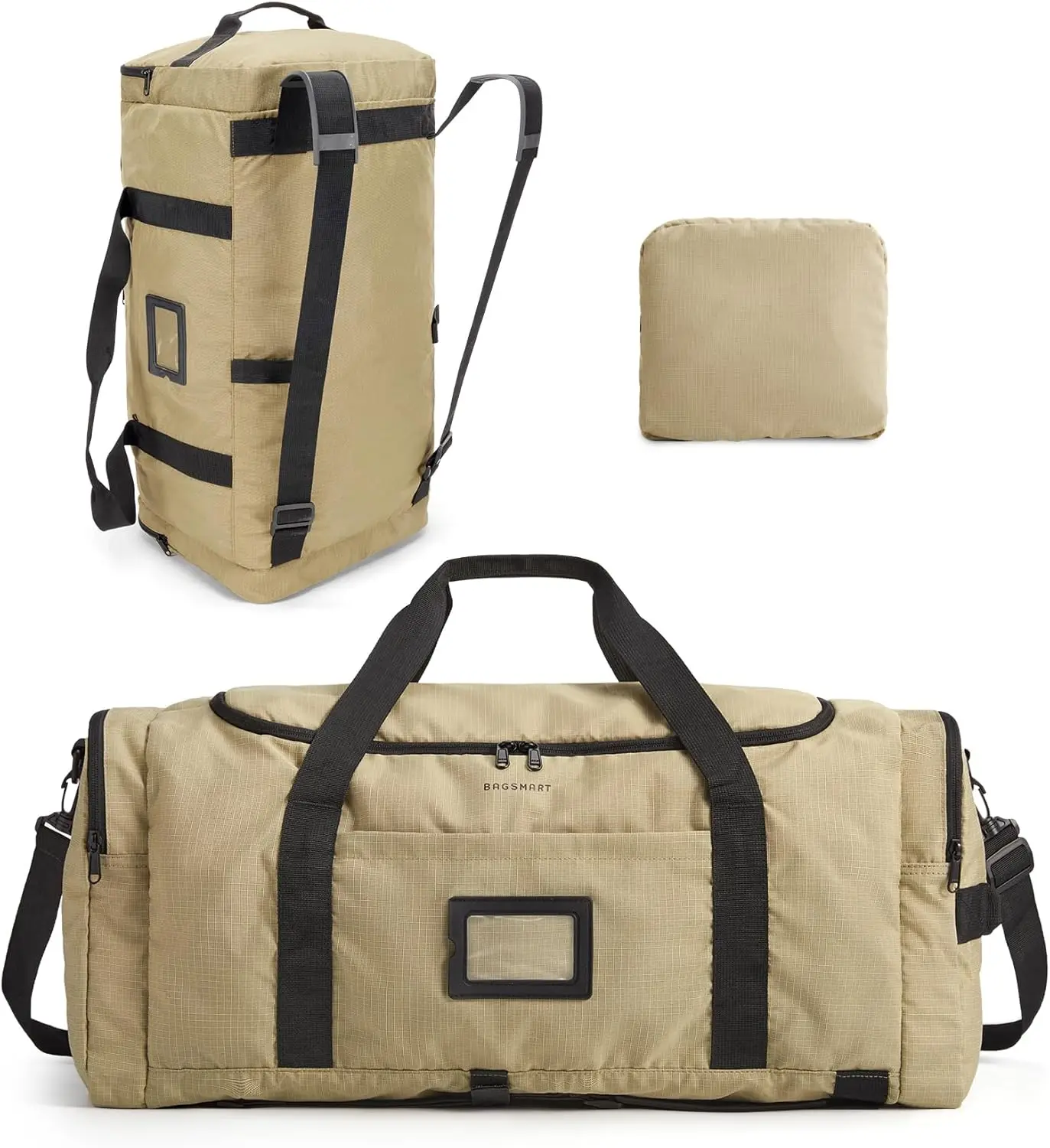 

Складная дорожная сумка-даффл на 60 л, большой мужской рюкзак для выходных, светло-коричневый, для ручной клади