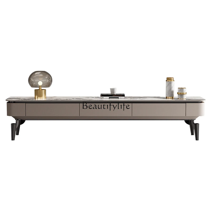 

*Italian light luxury modern rock panel TV cabinet coffee table combination simple