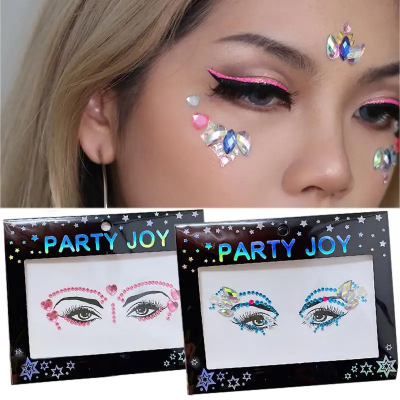 

Women 3D Stickers Crystal Glitter Eyeliner Eyebrow Sticker Makeup Face Eyes Diamond Temporary Tattoo Rock Rhinestone Stickers