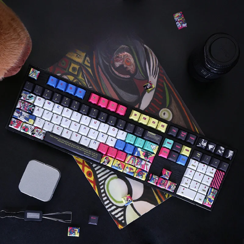 MiFuny Art Painter Theme Keycaps 121 Keys PBT Keycap Cherry Profile Key Caps Gaming for Custom Mechanical Keyboard Accessories