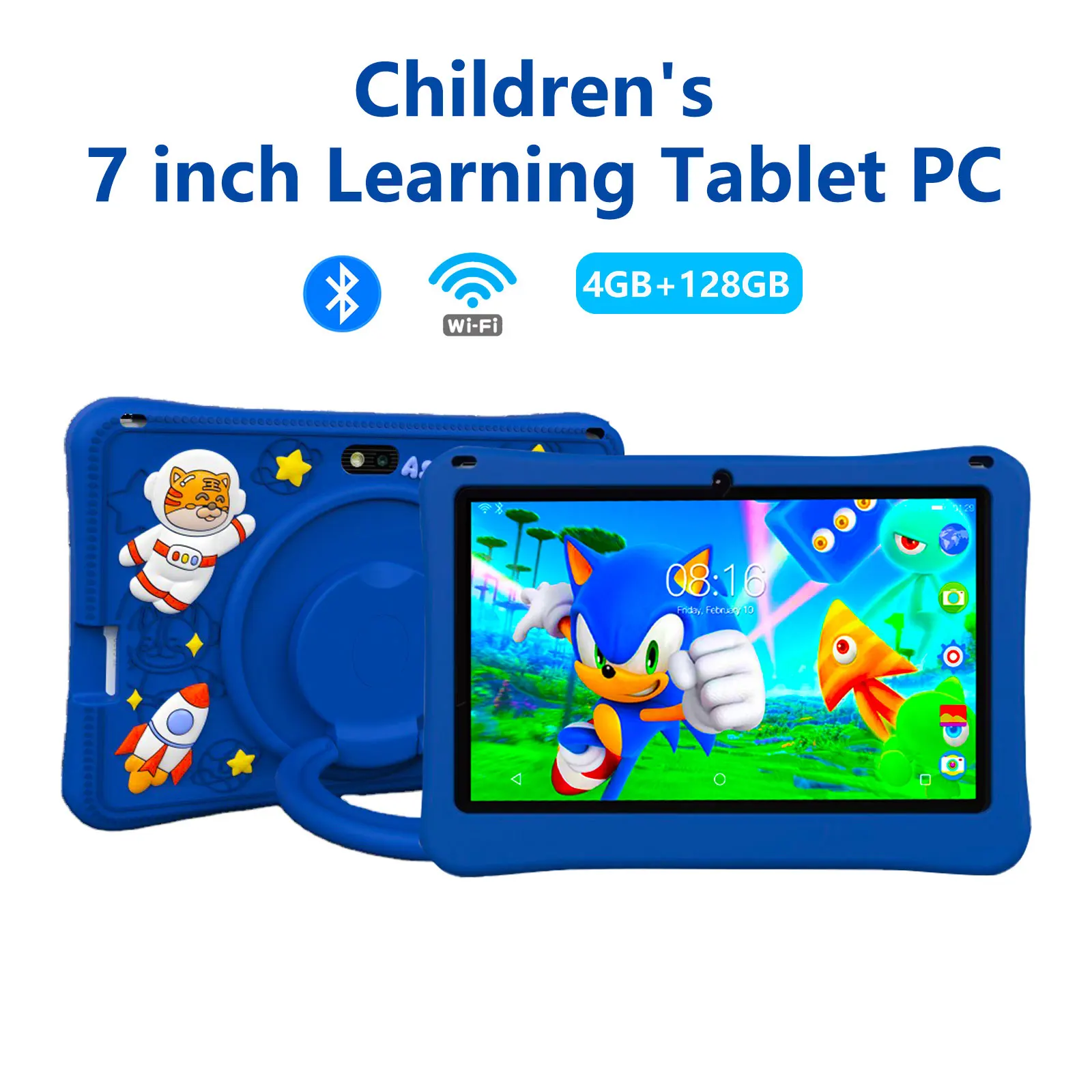 4GB RAM 128GB ROM Android 10 7 inch Android Tablet for Kids Wifi Tablet PC children Educational Learning Tablets with Cut Case