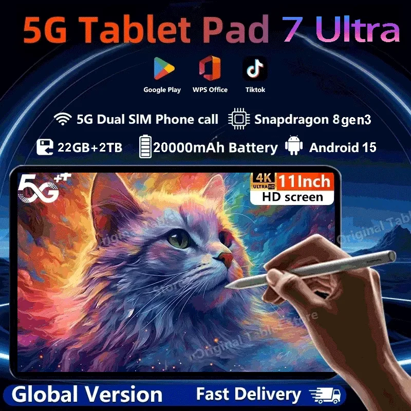 �y�Z�[�����z2025�N�ŐV �O���[�o�������� �^�u���b�g Pad 7 Pro Ultra Android 15 Snapdragon8Gen3 11�C���` �\�t�g���C�g�X�N���[�� WiFi GPS WPS 5G MI Tab PC