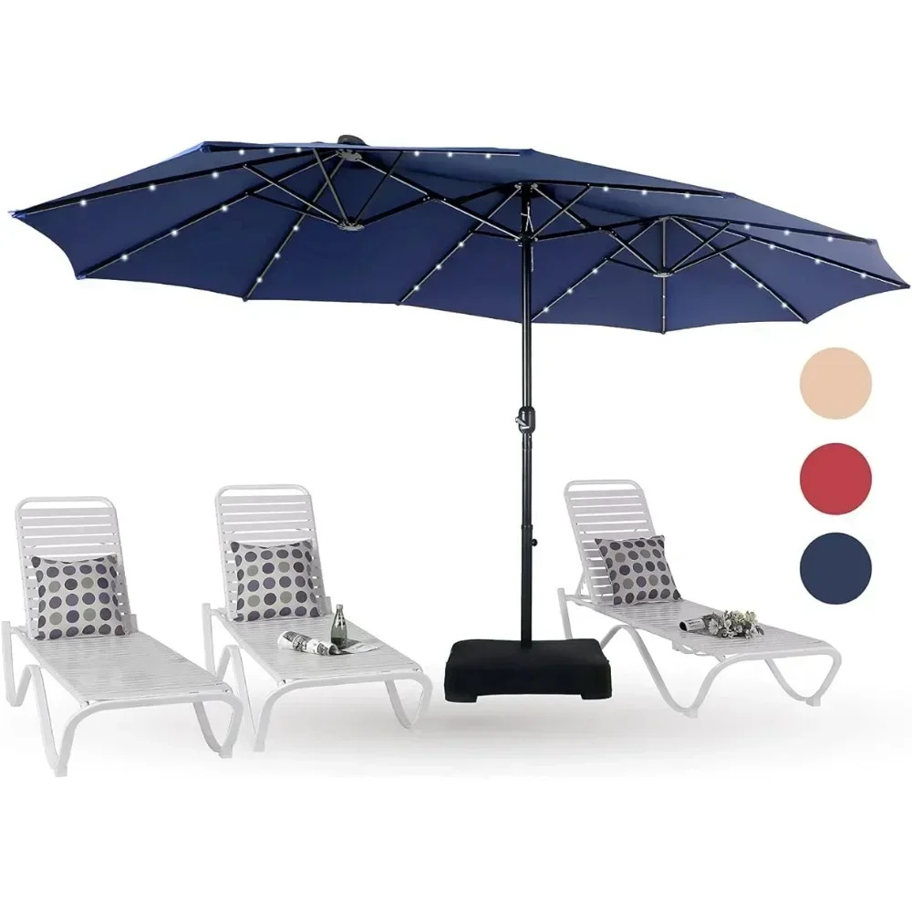 15 Foot Solar LED Large Terrace Umbrella with 36 LED Lights, Including Umbrella Holder (bracket)