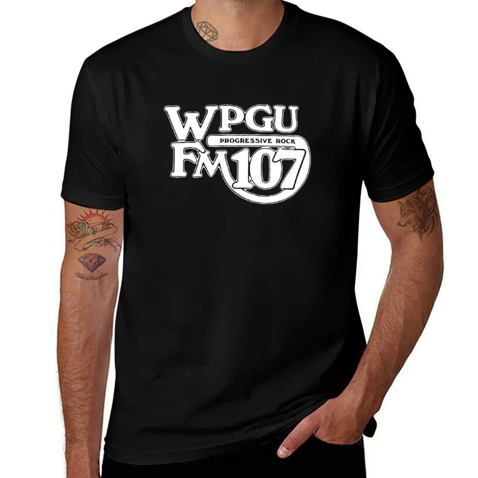 

man for t Original Logo cotton t WPGU T-Shirt Rock man Radio Retraced — 1970&x27;s shirt shirts 100% Progressive