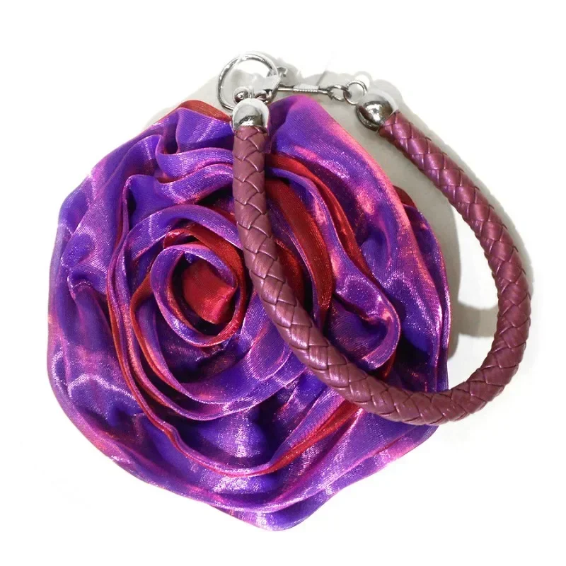 Monederos para mujer, bolso de flores rosas en 3D, bolso de noche de boda nupcial de seda, Mini bolso de mano redondo bonito, monedero pequeño para mujer