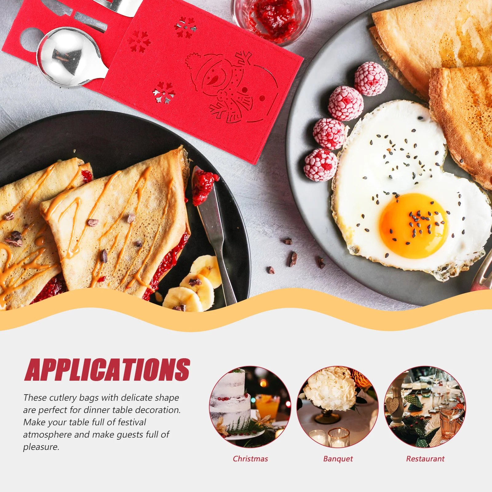 

4Pcs Festive Cutlery Storage Pouches Delicate Design Cloth Tableware Bags for Xmas Table Decor Christmas Silverware Bags