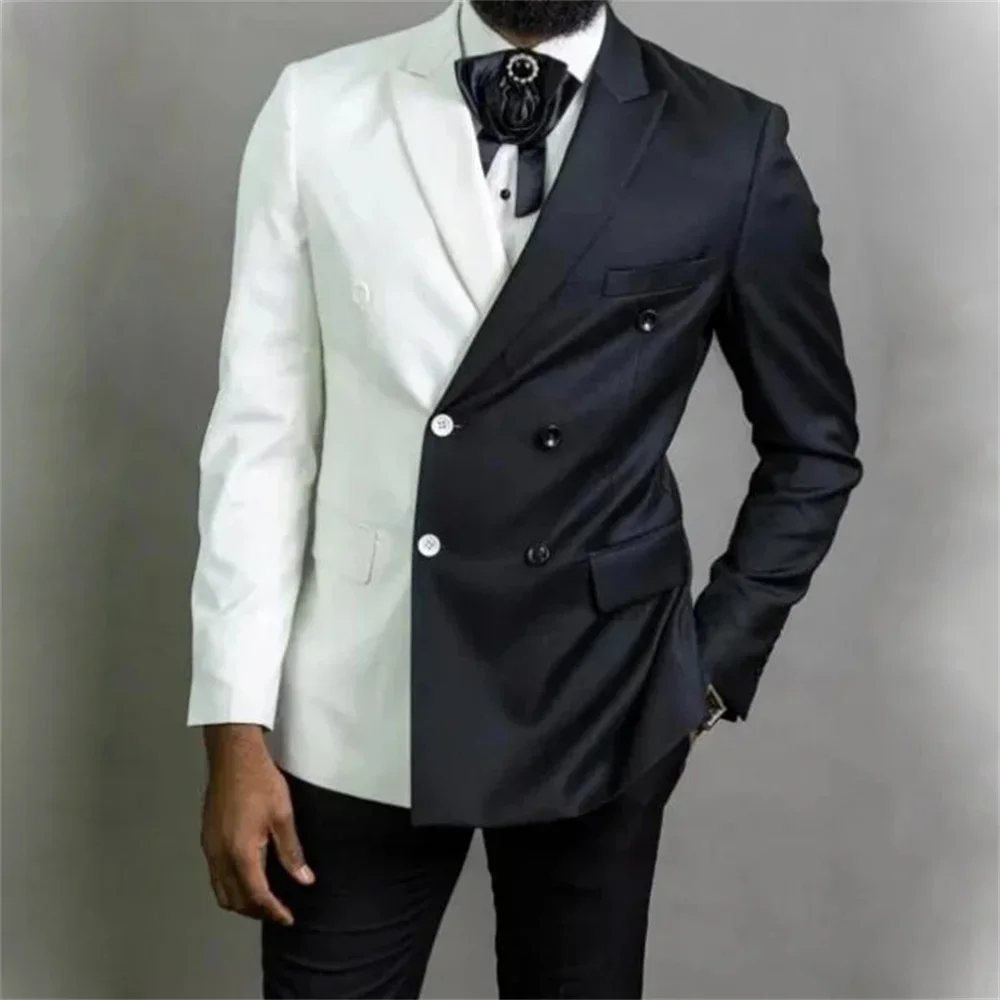 

Модный мужской костюм-двойка с цветовыми блоками для свадьбы, приталенный, с острыми лацканами, двубортный пиджак и брюки, для официальных мероприятий и бизнеса