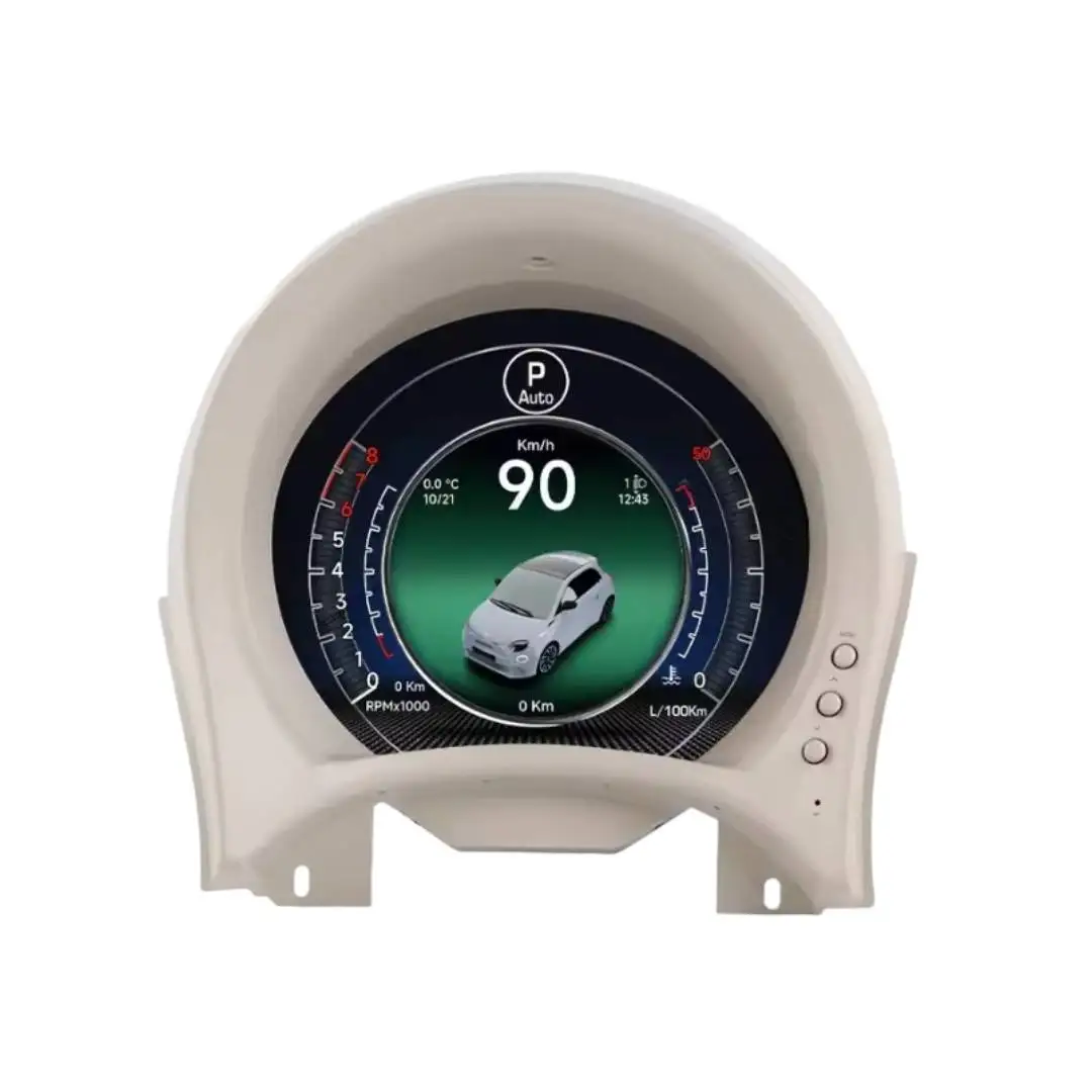 

7-дюймовый цифровой приборный дисплей Qualcomm для Fiat 500 (2007-2024) - круглая ЖК-панель приборной панели автомобиля
