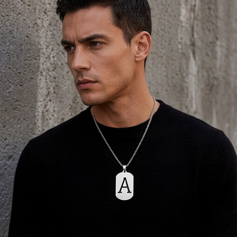 Personalized Stainless Steel Initial Necklace Men Women Custom Alphabet Letter A-Z Pendant Necklaces Hip Hop Jewelry view 6
