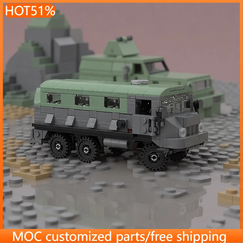 

497 деталей: Бронированный автомобиль Pinzgauer 718 6x6, масштаб 1:35, модель SoftMOC, модульный конструктор DIY, подарок для мальчика на праздник