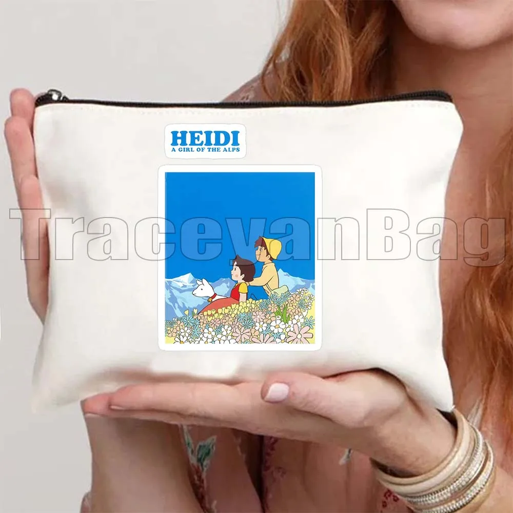 لطيف هايدي مروحة هدية أنيمي الكرتون فتاة الرجعية فيلم فيلم دعونا العودة إلى الطبيعة قماش مستحضرات التجميل ماكياج المرحاض حقيبة مقلمة الحقيبة #2