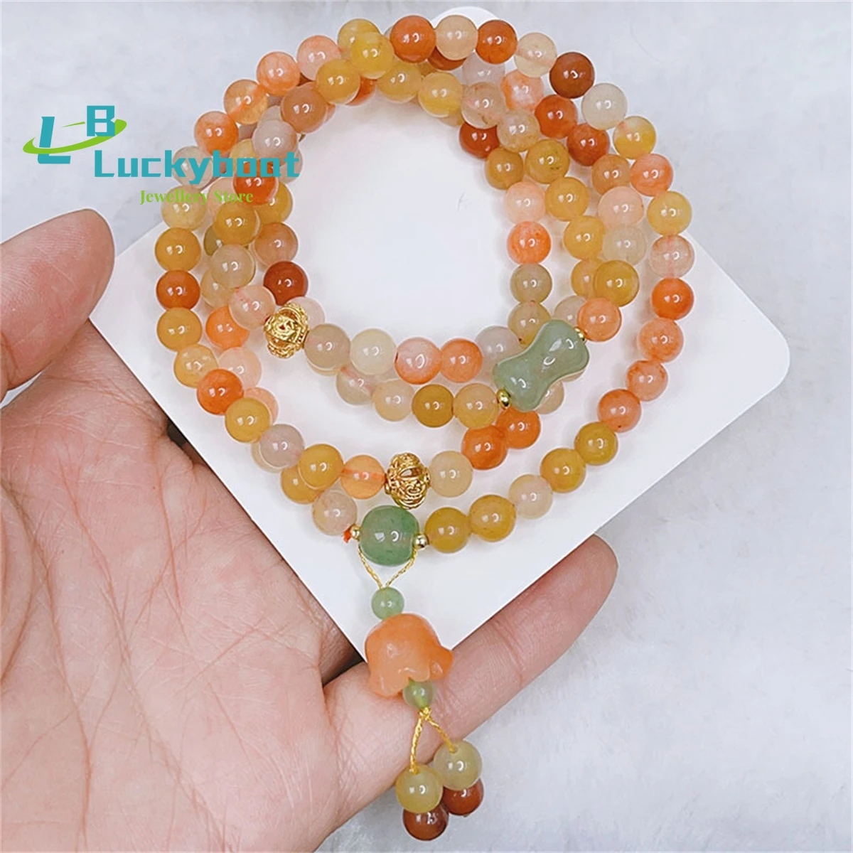 Four Circle Gold Silk Jade Bracelet Women's Retro Ethnic Style Happiness Bell Orchid Pendant Beaded Handstring Hanfu Best Friend