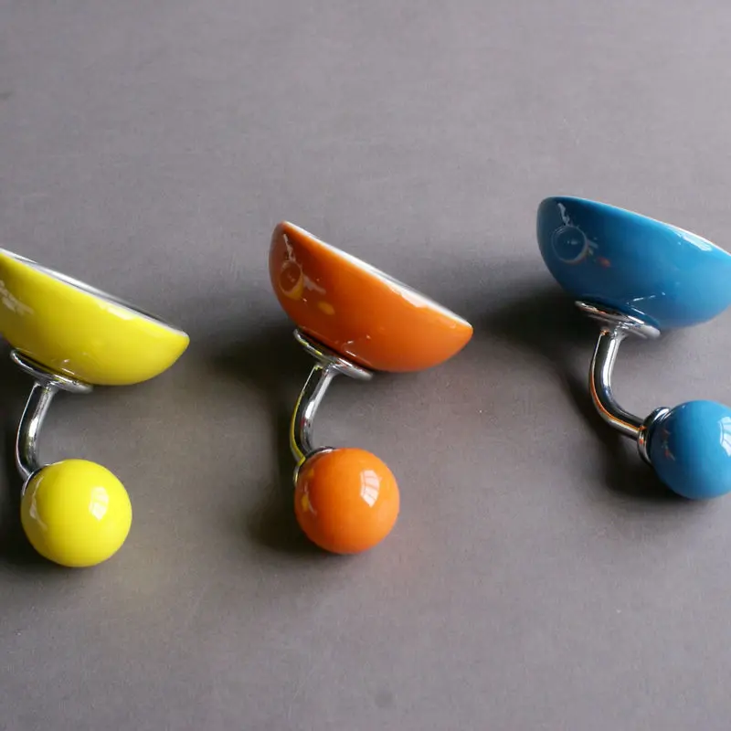 Colorful Ceramic Wall Hook Decorative Hooks Kitchen Wall Hooks Coat Hangers Towel Hanger Colorful Hooks Yellow Blue White