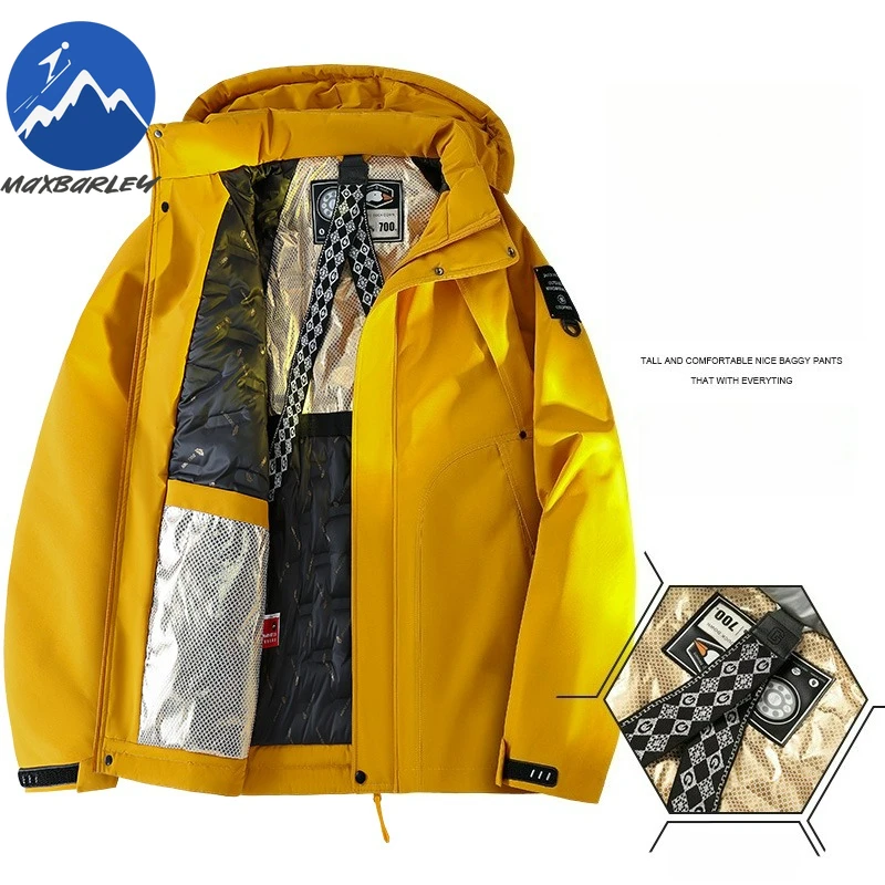 Maxbarley ماركة بطة معطف الرجال الفاخرة الشتاء سميكة الجرافين الدافئة يندبروف أسفل سترة 2026 جديد عادية الرياضة مقنعين سترة التزلج