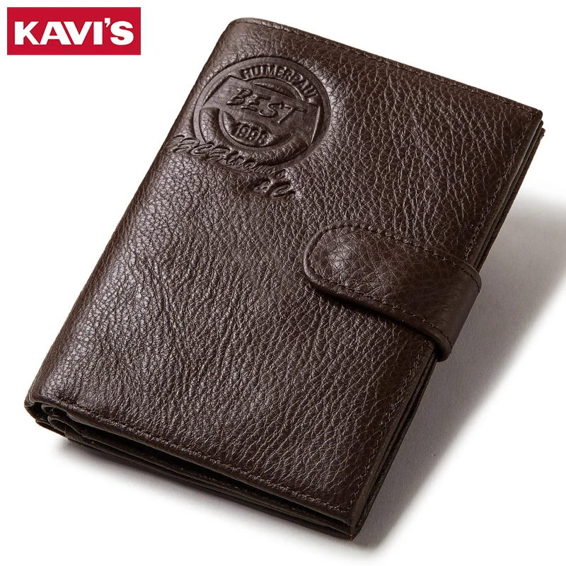 KAVIS Genuine Leather Wallet Men Passport Holder Coin Purse Magic Walet PORTFOLIO MAN Portomonee Mini Vallet Passport Cover