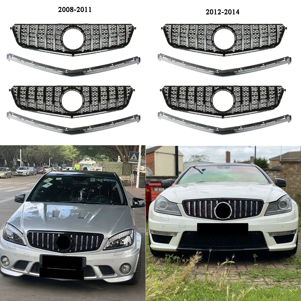 Car Front Racing Bumper Grill Bar Upper Cover For Mercedes-Benz W204 C-Class C63 AMG 2009 2010 2011 2012 2013 2014 GT