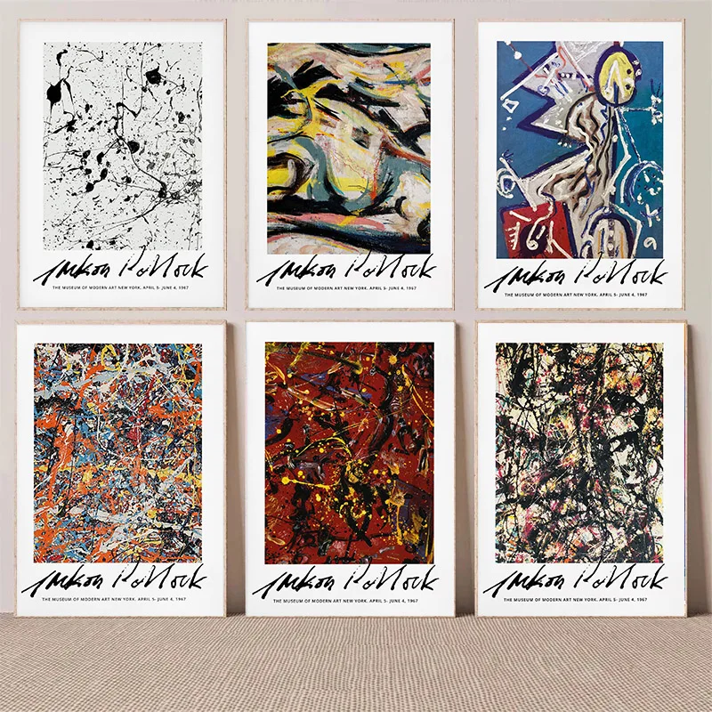 Jackson Pollock Poster Abstract Expressionism Canvas Painting Print Abstract Wall Art Picture Exhibition Living Room Home Decor