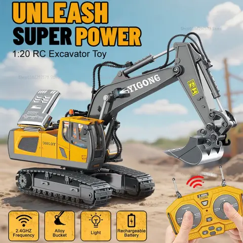 Giocattoli per auto telecomandati per bambini Fuoristrada Escavatore Autocarro con cassone ribaltabile Bulldozer Veicoli elettrici RC Regalo per ragazzi Ragazze Sala giochi all'aperto