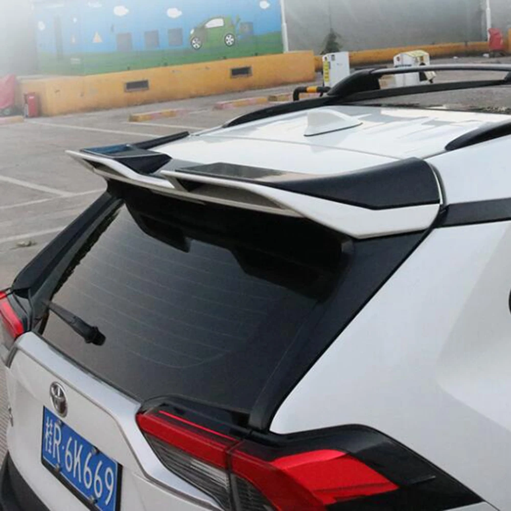 For New RAV4 RAV 4 2019 2020 ABS Plastic Unpaint Exterior Rear Spoiler Tail Trunk Boot Wing Decoration Car Styling