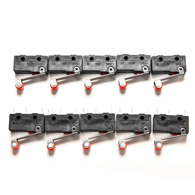Micro-interrupteur à levier à rouleaux KW12-3 pour circuit imprimé, 10 pièces