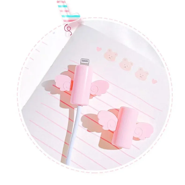 【Fast Delivery】Cute Angel Wings Cable Cord Protector Cable Winder Cover Charger Case Compatible For iPhone Android Cable