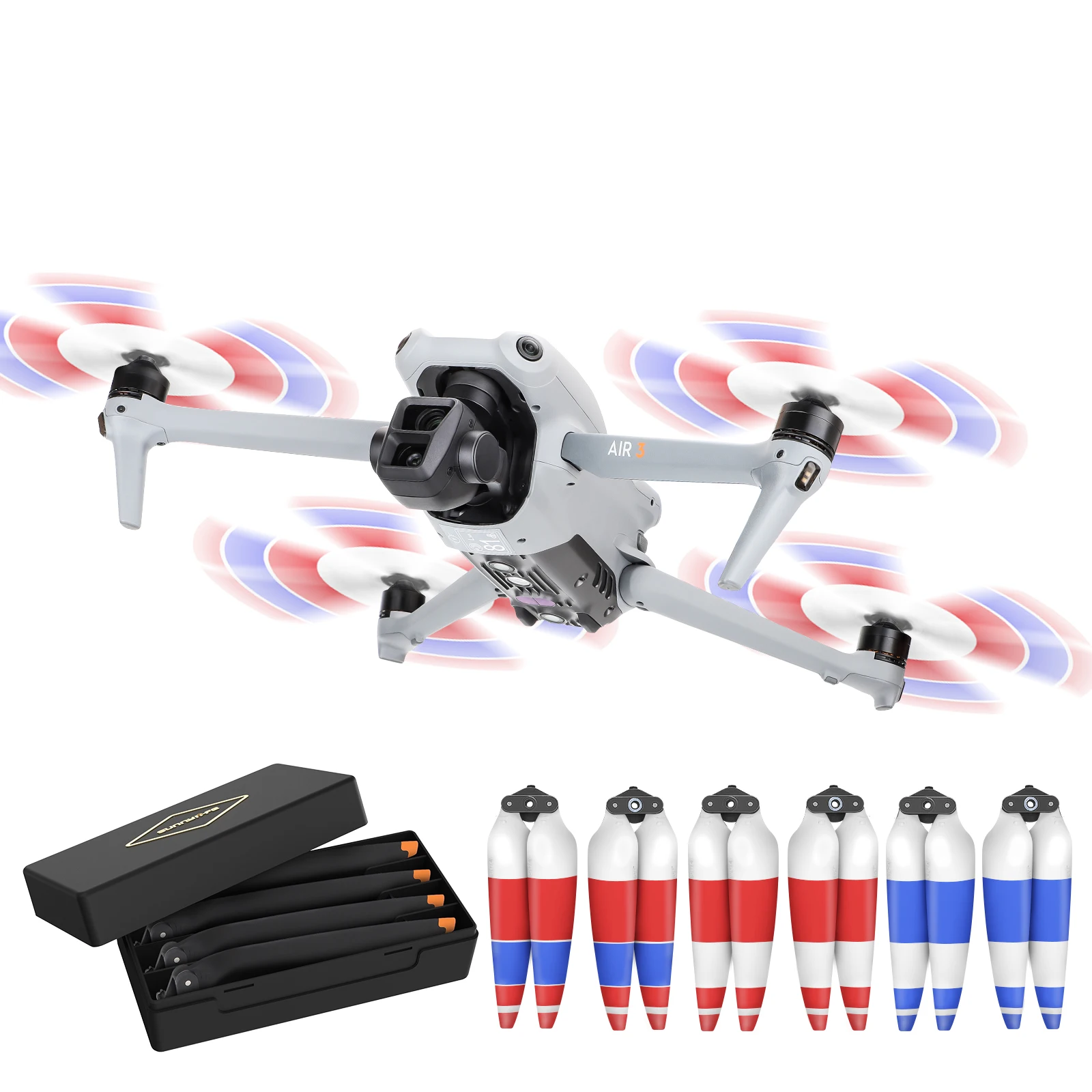 

For DJI Air 3 Propeller 8747F Silent Noise Reduction Quick Release Colorful Blade Storage Protective Case Accessories